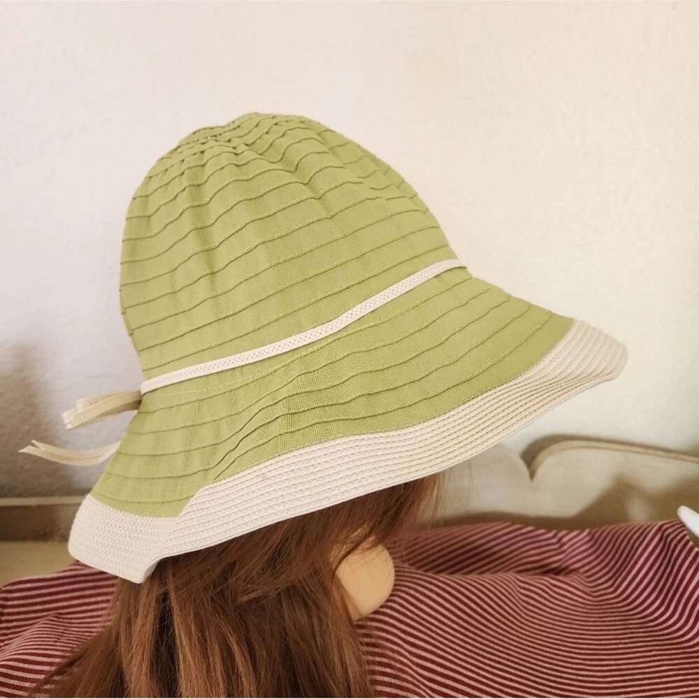 WALLAROO Vintage Tote and Bucket Hat Chelsea Set Lime & White - Picture 10 of 13